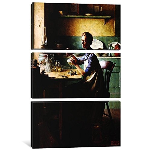 iCanvasART 3 Stück Aber sie haben Licht am Leinwandbild Touch of EIN Finger Print von Norman Rockwell, 152,4 x 101,6 cm/3,8 cm Tief