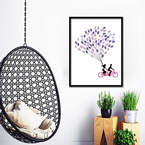 MINRAN DECOR A 30 * 40cm einfache und kreative Dekoration Doppelfahrrad DIY Finger Graffiti Dekorative Art Geschenk Dekoration FPBD007, 30 * 40cm