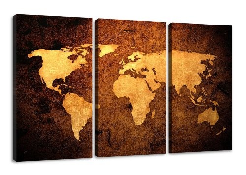 Bilder auf Leinwand 150 cm (Nr 1162 Weltkarte) fertig gerahmt dreiteilig Marke original Visario Leinwandbilder