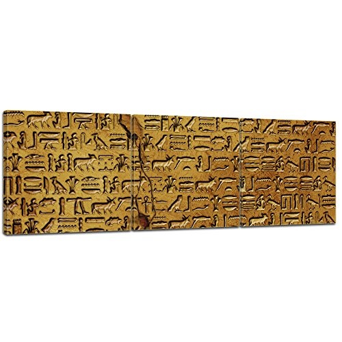 Wandbild - Hieroglyphen - Bild auf Leinwand - 120x40 cm dreiteilig - Leinwandbilder - Städte & Kulturen - Ägypten - alte Schriftkultur