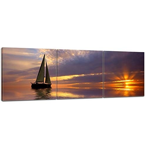 Wandbild - Segelboot im Sonnenuntergang - Bild auf...