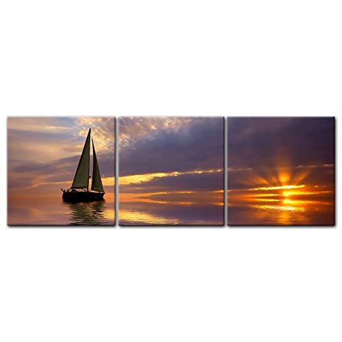 Wandbild - Segelboot im Sonnenuntergang - Bild auf...