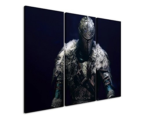 Leinwandbild 3 teilig Dark_Souls_II_3x90x40cm (Gesamt 120x90cm) _Ausführung schöner Kunstdruck auf echter Leinwand als Wandbild auf Keilrahmen