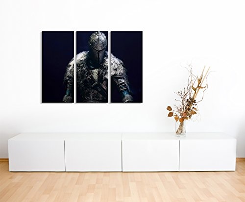 Leinwandbild 3 teilig Dark_Souls_II_3x90x40cm (Gesamt 120x90cm) _Ausführung schöner Kunstdruck auf echter Leinwand als Wandbild auf Keilrahmen