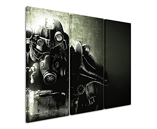Leinwandbild 3 teilig Fallout_5_Game_3x90x40cm (Gesamt 120x90cm) _Ausführung schöner Kunstdruck auf echter Leinwand als Wandbild auf Keilrahmen