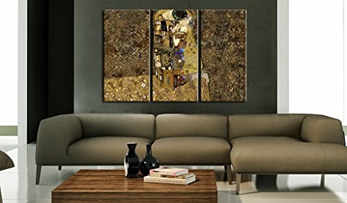 murando - Bilder 120x80 cm Vlies Leinwandbild 3 Teilig Kunstdruck modern Wandbilder XXL Wanddekoration Design Wand Bild - Gustav Klimt Kuss Abstrakt l-A-0003-b-f