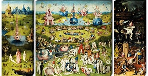 1art1 59091 Hieronymus Bosch - Der Garten Der Lüste, 1500, 3-Teilig Leinwandbild Auf Keilrahmen 130 x 70 cm