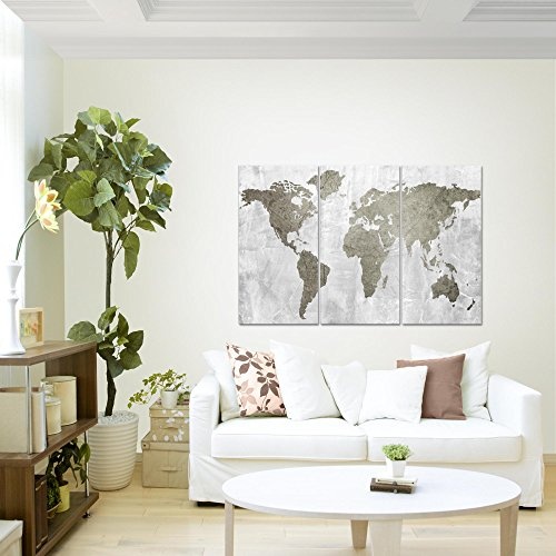Bilder Weltkarte World Map Wandbild 120 x 80 cm Vlies -...