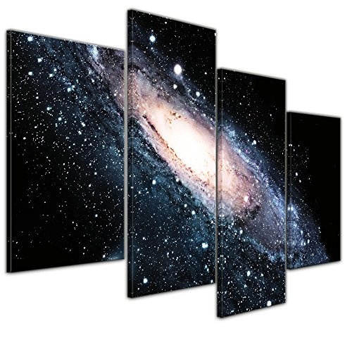 Wandbild - Spiral Galaxie III - Bild auf Leinwand - 120x80 cm vierteilig - Leinwandbilder - Landschaften - Weltraum - Andromeda-Galaxie - Großer Andromedanebel - Milchstraße