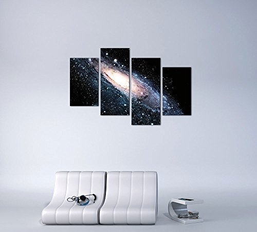 Wandbild - Spiral Galaxie III - Bild auf Leinwand - 120x80 cm vierteilig - Leinwandbilder - Landschaften - Weltraum - Andromeda-Galaxie - Großer Andromedanebel - Milchstraße