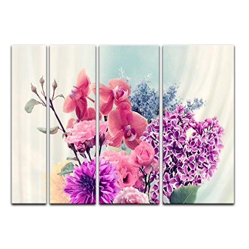 Keilrahmenbild - Blumen in Einer Vase - Bild auf Leinwand...