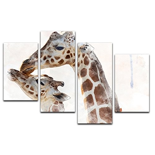 Wandbild - Aquarell - Giraffe - Bild auf Leinwand 120 x...