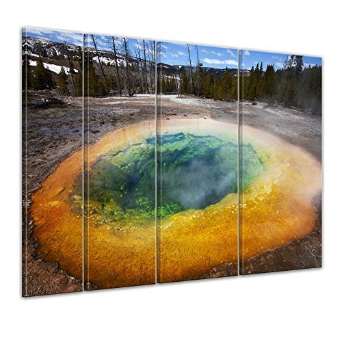 Keilrahmenbild - Morning Glory Pool - Bild auf Leinwand - 180x120 cm vierteilig - Leinwandbilder - Landschaften - Amerika - Yellowstone-Nationalpark - UNESCO Weltnaturerbe - geothermale Quelle
