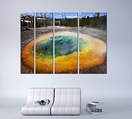 Keilrahmenbild - Morning Glory Pool - Bild auf Leinwand - 180x120 cm vierteilig - Leinwandbilder - Landschaften - Amerika - Yellowstone-Nationalpark - UNESCO Weltnaturerbe - geothermale Quelle