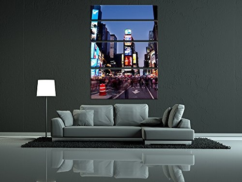 Keilrahmenbild - Times Square by Night - Bild auf Leinwand - 120x180 cm vierteilig - Leinwandbilder - Städte & Kulturen - New York - Theaterviertel von Manhattan