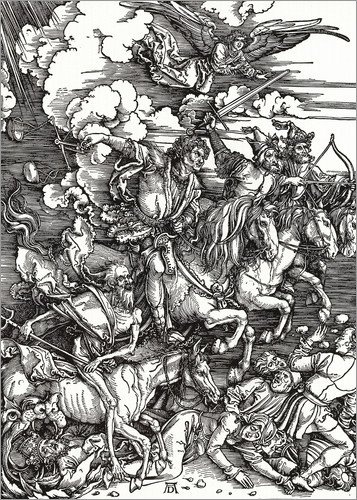 Posterlounge Leinwandbild 30 x 40 cm: Die Vier apokalyptischen Reiter von Albrecht Dürer - fertiges Wandbild, Bild auf Keilrahmen, Fertigbild auf echter Leinwand, Leinwanddruck