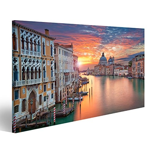 Bild Bilder auf Leinwand Venedig Bild von Canal Grande in Venedig, mit Santa Maria Della Salute Basilika Wandbild Leinwandbild Poster