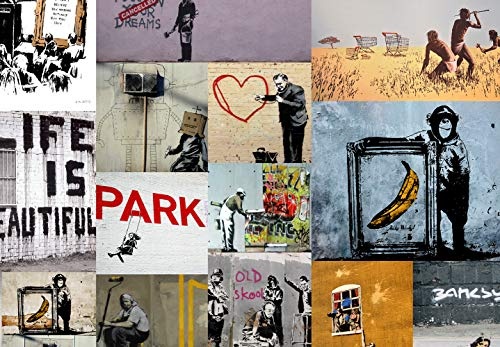 murando - Bilder Banksy 40x40 cm - Vlies Leinwandbild - 4 TLG - Kunstdruck - modern - Wandbilder XXL - Wanddekoration - Design - Wand Bild - schwarz weiß AFFE Mario i-B-0057-b-a