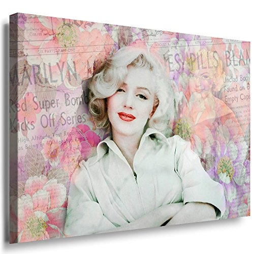 Julia-art Leinwandbilder - Marilyn Monroe Blumen Bild 1 teilig - 120 mal 80 cm Leinwand auf Rahmen - sofort aufhängbar ! Wandbild XXL - Kunstdrucke QN.168-6
