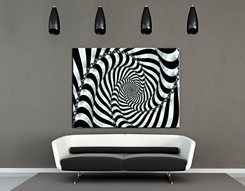 Julia-art Leinwandbilder - Optische Täuschungen, Spirale Abstrakt S/W Bild 1 teilig - 120 mal 80 cm Leinwand auf Rahmen - sofort aufhängbar ! Wandbild XXL - Kunstdrucke QN.91-6