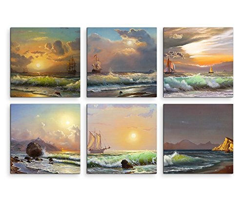6 teilige moderne Bilderserie je 20x20cm - Ölmalerei...