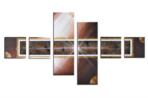 Bilderdepot24 Wandbild - Abstrakt M3 - handgemaltes Leinwandbild 120x70cm 6 teilig 370