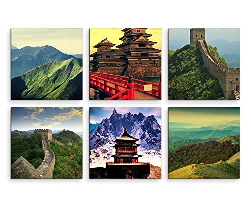 Paul Sinus Art 6 Teiliges Leinwandbild je 40x40cm - China Landschaft Gebirge