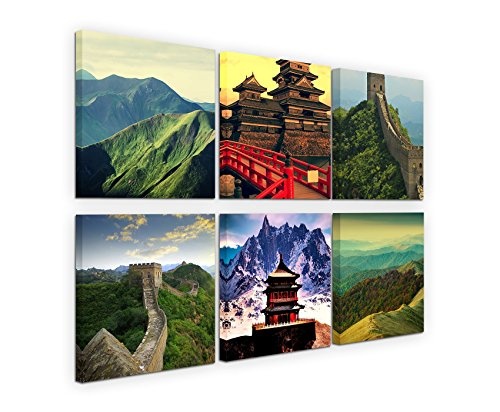 Paul Sinus Art 6 Teiliges Leinwandbild je 40x40cm - China Landschaft Gebirge