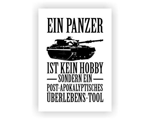 Samunshi® Ein Panzer ist kein Hobby Poster Plakat Deko Jugendzimmer in 2 Größen (DIN A1 59,4x84,1cm weiß/schwarz)