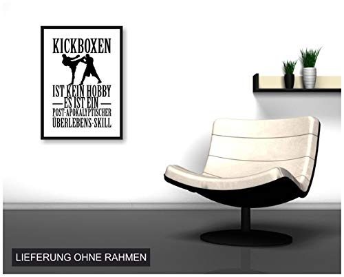 Samunshi® Kickboxen ist kein Hobby Poster Plakat Deko Jugendzimmer in 2 Größen (DIN A2 42x59,4cm weiß/schwarz)