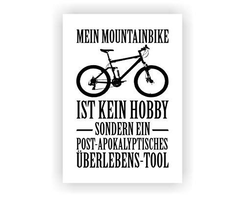 Samunshi® Mein Mountainbike ist kein Hobby Poster Plakat Deko Jugendzimmer in 2 Größen (DIN A1 59,4x84,1cm weiß/schwarz)