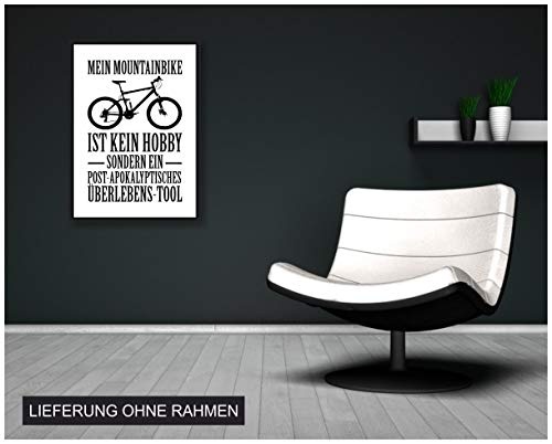 Samunshi® Mein Mountainbike ist kein Hobby Poster Plakat Deko Jugendzimmer in 2 Größen (DIN A1 59,4x84,1cm weiß/schwarz)