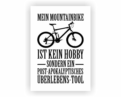 Samunshi® Mein Mountainbike ist kein Hobby Poster Plakat Deko Jugendzimmer in 2 Größen (DIN A1 59,4x84,1cm weiß/schwarz)