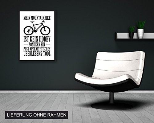 Samunshi® Mein Mountainbike ist kein Hobby Poster Plakat Deko Jugendzimmer in 2 Größen (DIN A1 59,4x84,1cm weiß/schwarz)