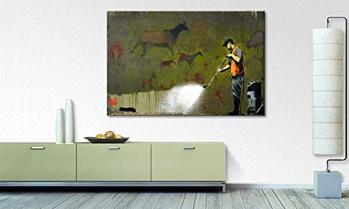 WandbilderXXL® Gedrucktes Leinwandbild Clean Yourself 120x80cm - Tolle Kunst für Dein Büro oder Das Wohnzimmer. Witzig und Kritisch. Streetart Künstler auf Leinwand.