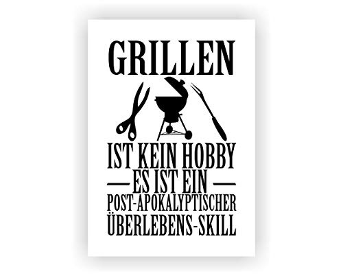 Samunshi® Grillen ist kein Hobby Poster Plakat Deko Jugendzimmer in 2 Größen (DIN A1 59,4x84,1cm weiß/schwarz)