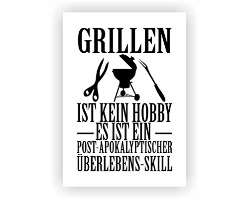 Samunshi® Grillen ist kein Hobby Poster Plakat Deko Jugendzimmer in 2 Größen (DIN A1 59,4x84,1cm weiß/schwarz)