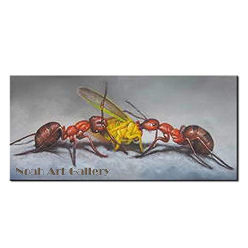 FHCGYH Ameisen und Lebensmittel Moderne Tier Ölgemälde auf Leinwand Acryl Textur Leinwand Kunst 100% handgemalte Gemälde für Wand-Dekor ungerahmt
