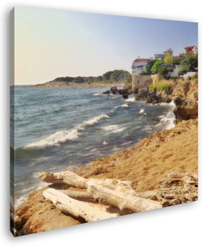deyoli Küstenstadt Format: 60x60 als Leinwandbild, Motiv fertig gerahmt auf Echtholzrahmen, Hochwertiger Digitaldruck mit Rahmen, Kein Poster oder Plakat