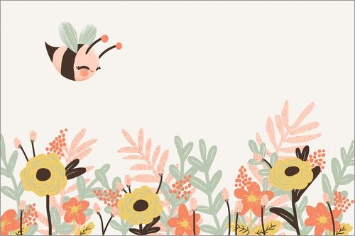 Leinwandbild 60 x 40 cm: Tierfreunde - Die Biene von Kanzi LUE - fertiges Wandbild, Bild auf Keilrahmen, Fertigbild auf echter Leinwand, Leinwanddruck