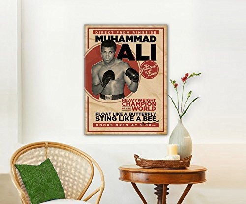 1art1 Set: Muhammad Ali, Schweb Wie EIN Schmetterling, Stich Wie Eine Biene Poster Leinwandbild Auf Keilrahmen (80x60 cm) + 1x Aktions-Home-Deko Artikel