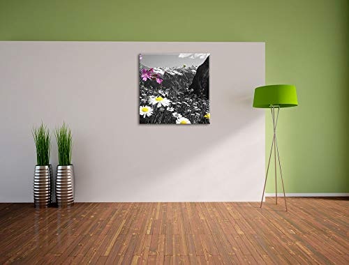 Pixxprint schöne Blumenwiese 40x40cm Leinwandbild Wandbild Kunstdruck