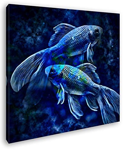 deyoli Dark Sternzeichen Fische Format: 60x60 Effekt: Zeichnung als Leinwandbild, Motiv fertig gerahmt auf Echtholzrahmen, Hochwertiger Digitaldruck mit Rahmen, Kein Poster oder Plakat