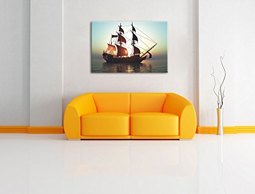 Altes Segelschiff Format: 120x80 cm auf Leinwand, XXL riesige Bilder fertig gerahmt mit Keilrahmen, Kunstdruck auf Wandbild mit Rahmen, günstiger als Gemälde oder Ölbild, kein Poster oder Plakat