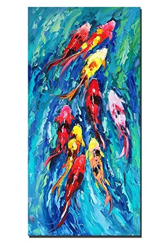 Fajerminart Leinwand Malerei, Leinwand drucken Wandkunst - abstrakte Rich Fisch Ölgemälde Replik Sea Fish Wanddekorationen, Gemälde Leinwand Wandkunst, kein Rahmen (70X140cm)