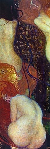 1art1 114498 Gustav Klimt - Goldfische, 1901 (Detail) Poster Leinwandbild Auf Keilrahmen 120 x 40 cm