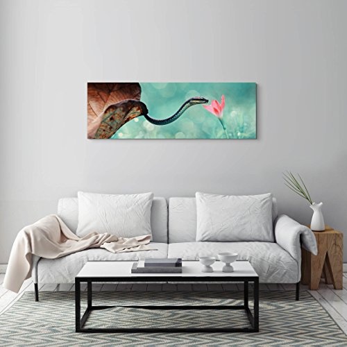 Paul Sinus Art Leinwandbilder | Bilder Leinwand 150x50cm Schlange mit Blume