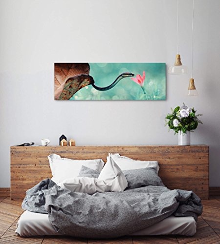 Paul Sinus Art Leinwandbilder | Bilder Leinwand 150x50cm Schlange mit Blume