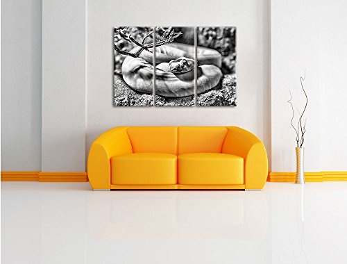 Monocrome, gelbe Schlange 3-Teiler Leinwandbild 120x80 Bild auf Leinwand, XXL riesige Bilder fertig gerahmt mit Keilrahmen, Kunstdruck auf Wandbild mit Rahmen, gänstiger als Gemälde oder Ölbild, kein Poster oder Plakat