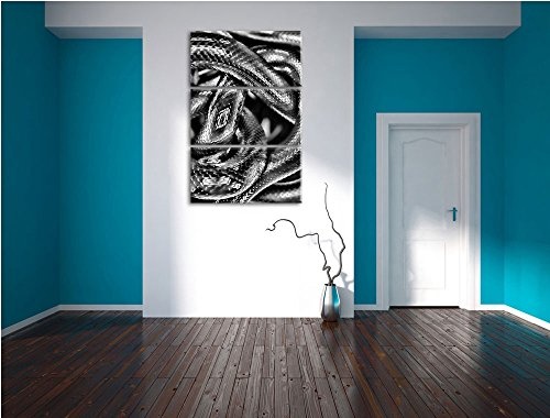 Monocrome, Dark Schwarze Schlangen 3-Teiler Leinwandbild 120x80 Bild auf Leinwand, XXL riesige Bilder fertig gerahmt mit Keilrahmen, Kunstdruck auf Wandbild mit Rahmen, gänstiger als Gemälde oder Ölbild, kein Poster oder Plakat